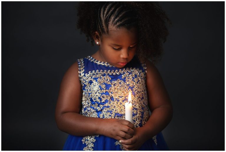 Child studio portrait photography holding candle in Sierra Vista, Arizona