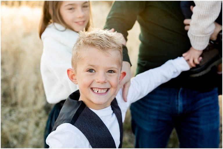 A collection of family photos photos with a chic vibe that blends perfectly with the scenic vistas of Smith Rock in Central Oregon.