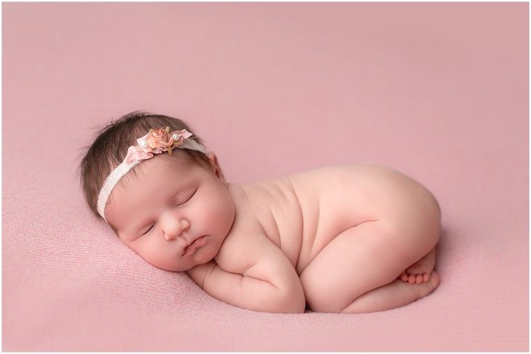 A collection of baby pictures with the soft tones of cream, pink and purple in studio with Hannah Whaley Photography in Sierra Vista. 